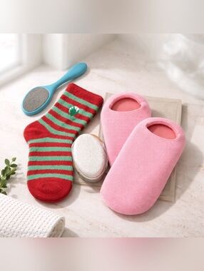 Halston Heritage Aloe Spa Socks, Pumice Stone, and Other Products. (BEA17)